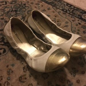 BCBG white/gold flats!